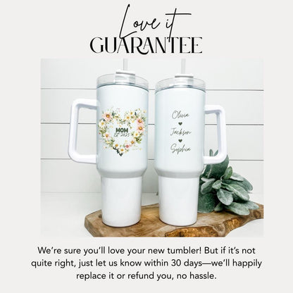 Personalized Mama 40oz Tumbler with Straw Personalized with Kids’ Names Gift for Mom Gift for Mommy Mama Travel Coffee Cup Tumbler for Mama