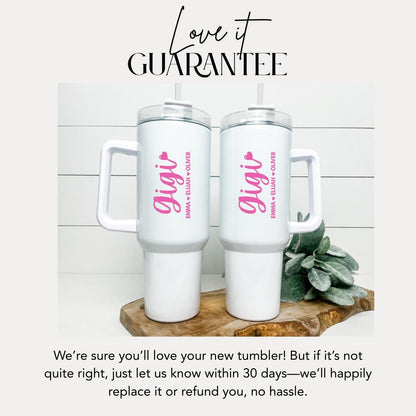 Personalized Gigi 40oz Tumbler with Straw Hot Pink Tumbler Gift Idea for Gigi Travel Coffee Cup Tumbler for Gigi Mug Gift for Grandma
