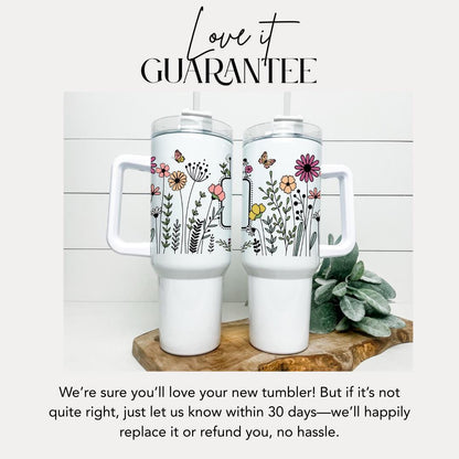 Personalized Mom 40oz Tumbler with Straw Personalized with Kids’ Names Floral Gift for Mommy Mom Travel Coffee Cup Tumbler for Mom Gift