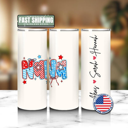 Personalized Nana 20oz Skinny Tumbler with Straw Customized with Grandkid Names Nana Gift Nana Travel Cup Nana Coffee Mug Grandma Tumbler