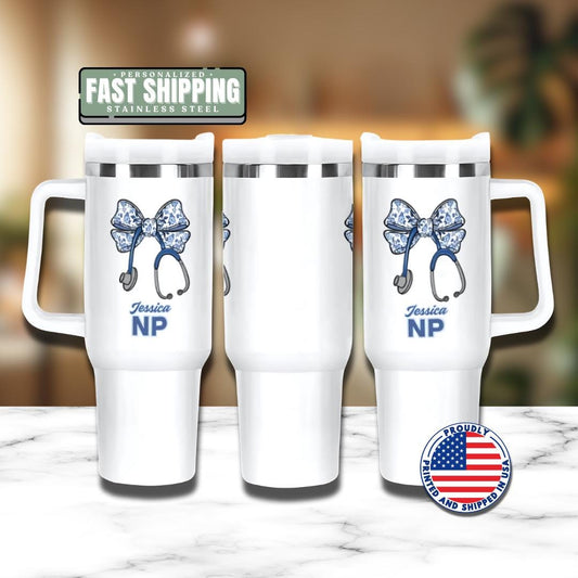 Personalized Nurse Practitioner 40oz Tumbler with Straw Nurse Appreciation Gifts NP Travel Cup Gift for NP Nurse Practitioner Tumbler Cup