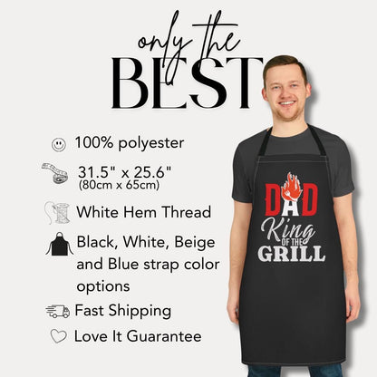 Dad Apron King of the Grill Gift for Dad BBQ Apron Father's Day Cooking Apron Grilling Gear BBQ Apron for Him Grill Master Apron for Men