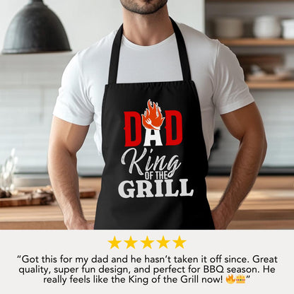 Dad Apron King of the Grill Gift for Dad BBQ Apron Father's Day Cooking Apron Grilling Gear BBQ Apron for Him Grill Master Apron for Men