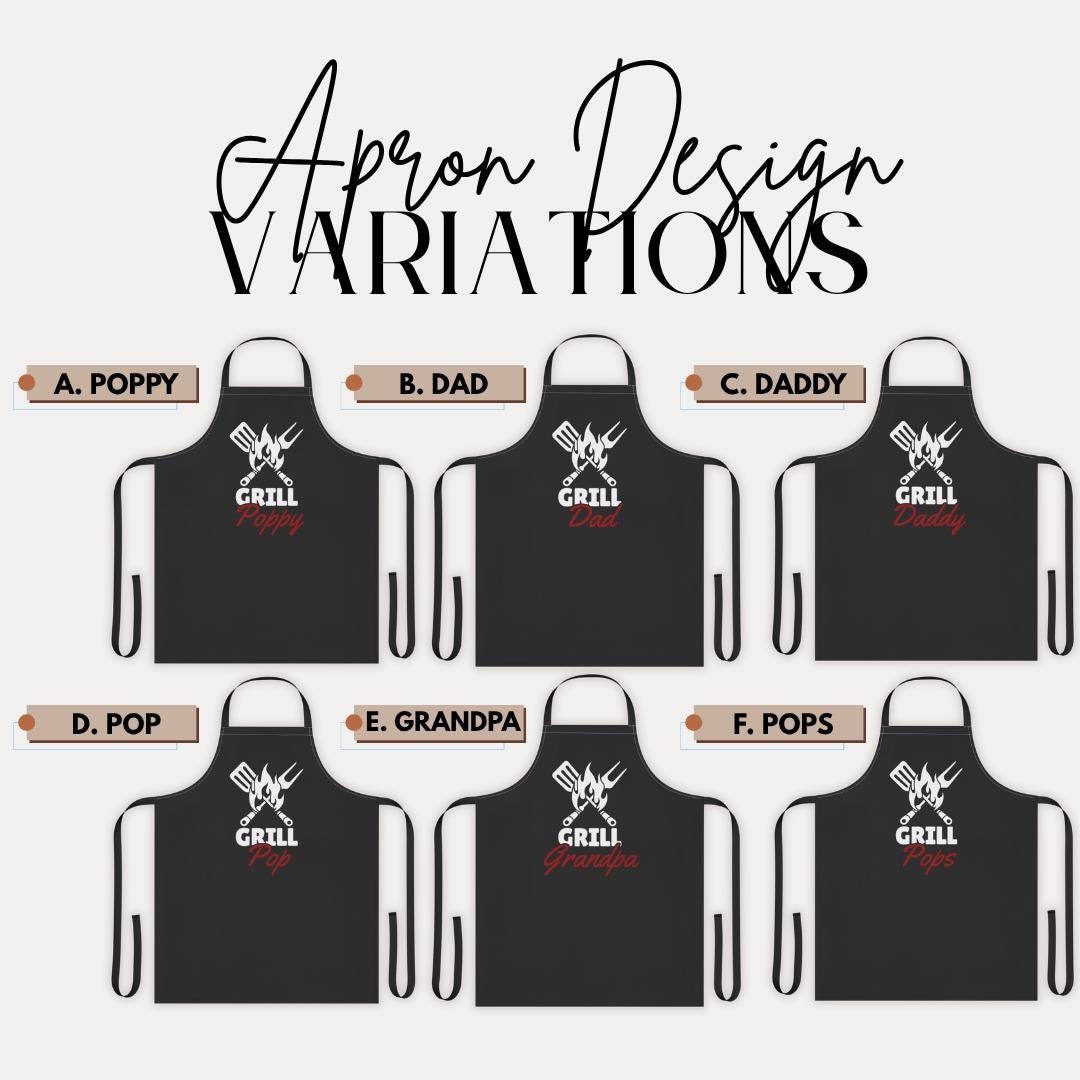 Personalized Grill Daddy Apron Custom Dad or Grandpa Gift for Dad or Grandpa Father's Day Gift Unique BBQ Apron Grilling Apparel Apron Gift