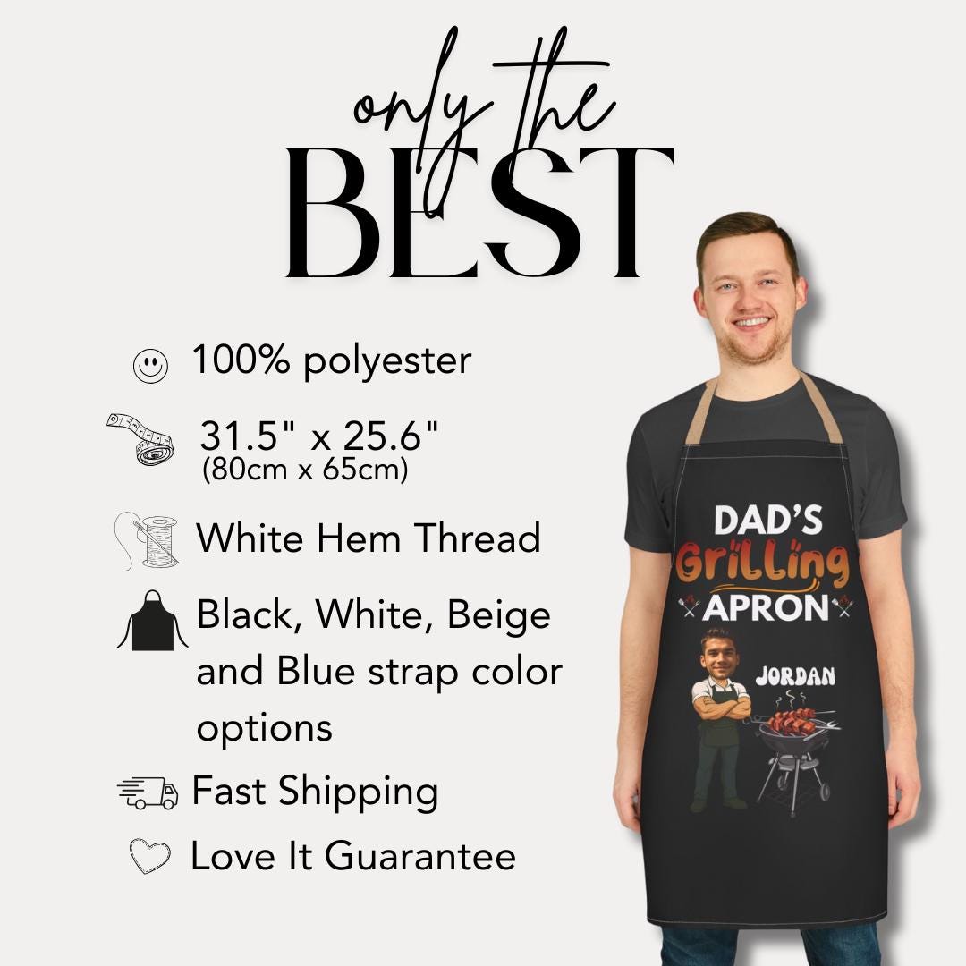 Grilling Apron for BBQ Lovers Custom Grilling Apron for Dad, Grandpa, Poppy, Papa, or Daddy Gift for Him Father's Day, Birthday, Christmas