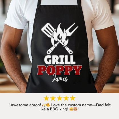 Personalized Grill Apron for Dad and Grandpa Chef Gift BBQ Accessories Cooking Apron Funny Kitchen Apron Gift for Dad and Grandpa