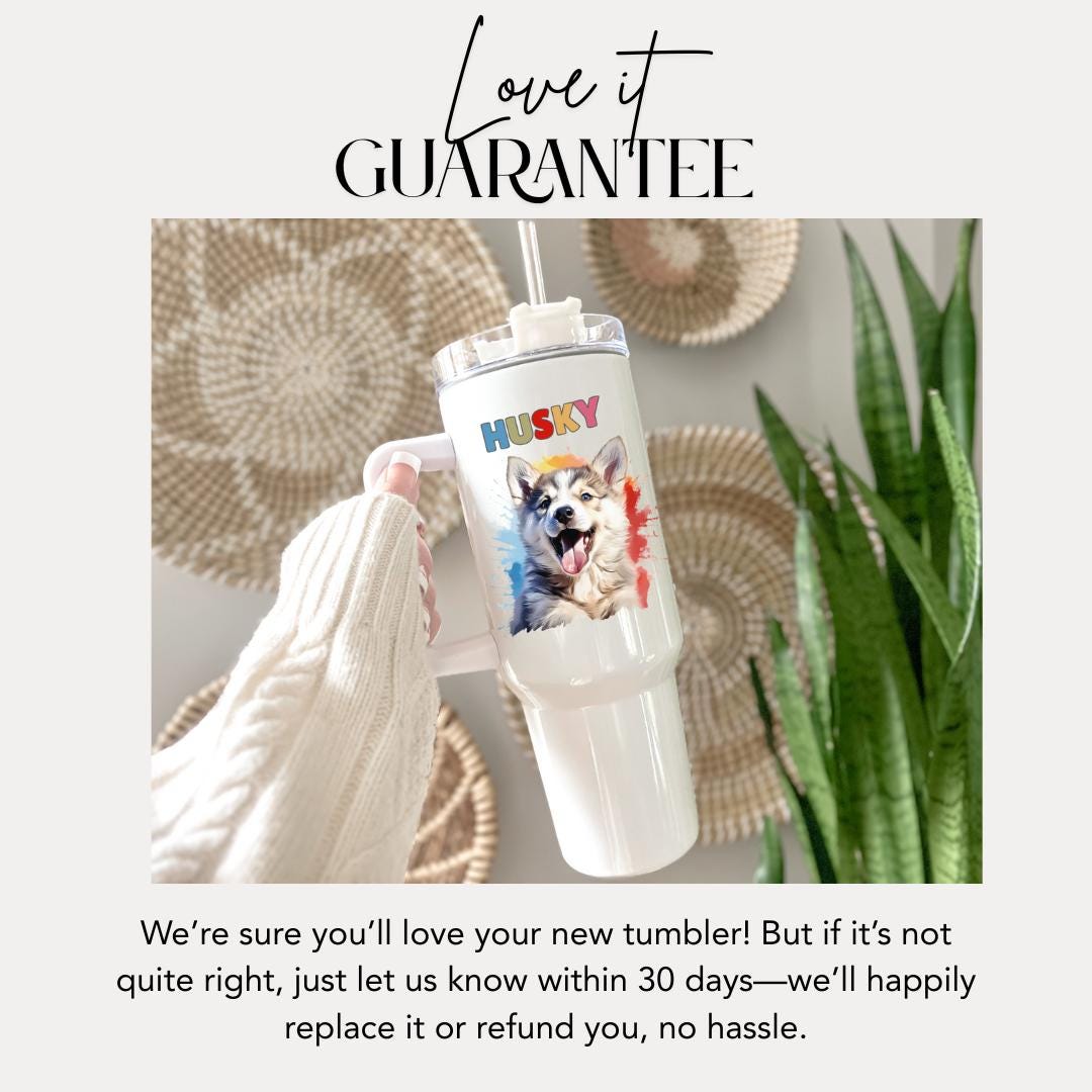 Husky Dog Tumbler with Colorful Watercolor Dog Design 40oz Tumbler with Handle & Straw Husky Pet Memorial Cup Gift for Boxer Mom Boxer Dad