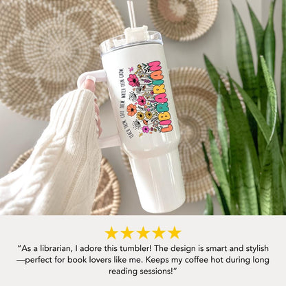 Personalized Librarian 40 oz Tumbler with Straw Librarian Appreciation Gifts Back to School Librarian Gift Librarian Travel Coffee Mug