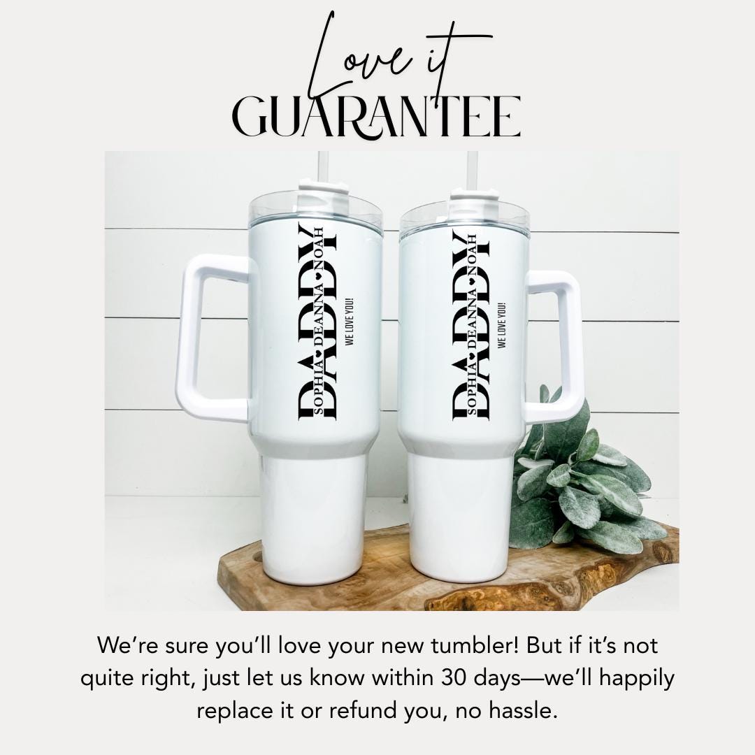 Personalized Daddy 40oz Tumbler with Straw Personalized with Kids’ Names Gift for Daddy Gift for Daddy Dad Travel Coffee Cup Tumbler for Dad