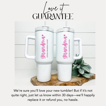Personalized Grandma 40oz Tumbler with Straw Hot Pink Tumbler Gift Idea for Grandma Grandma Travel Coffee Cup Tumbler for Grandma Mug