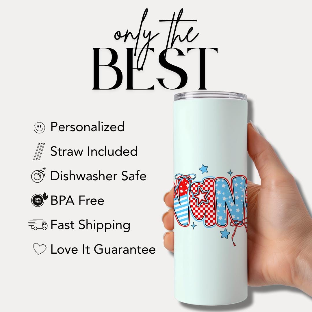 Personalized Nana 20oz Skinny Tumbler with Straw Customized with Grandkid Names Nana Gift Nana Travel Cup Nana Coffee Mug Grandma Tumbler