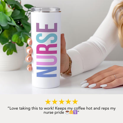 Personalized Registered Nurse 20 oz Skinny Tumbler with Straw Cute Nurse Appreciation Gift Gift for RN Nurse Week Tumbler Nurse Coffee Mug