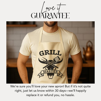 Grill Master Apron BBQ Gift for Men Apron Gift for Dad Husband Boyfriend Fathers Day Gift for Him Birthday Cookout Chef Grill Gift for Him