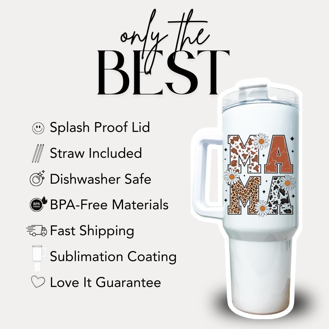 Personalized Mama 40oz Tumbler with Straw Personalized with Kids’ Names Gift for Mom Gift for Mommy Mama Travel Coffee Cup Tumbler for Mama