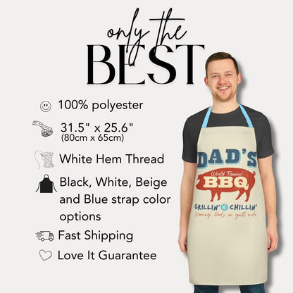 Dad's BBQ Apron Grillin' & Chillin' Funny Apron Gift for Father Apron for Grill Master Backyard BBQ Gear Canvas Apron for Outdoor Grilling