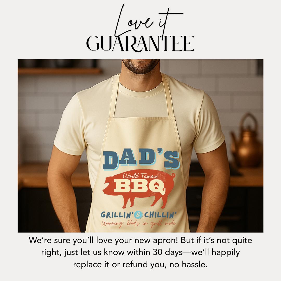 Dad's BBQ Apron Grillin' & Chillin' Funny Apron Gift for Father Apron for Grill Master Backyard BBQ Gear Canvas Apron for Outdoor Grilling