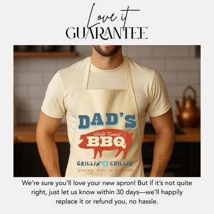 Dad's BBQ Apron Grillin' & Chillin' Funny Apron Gift for Father Apron for Grill Master Backyard BBQ Gear Canvas Apron for Outdoor Grilling