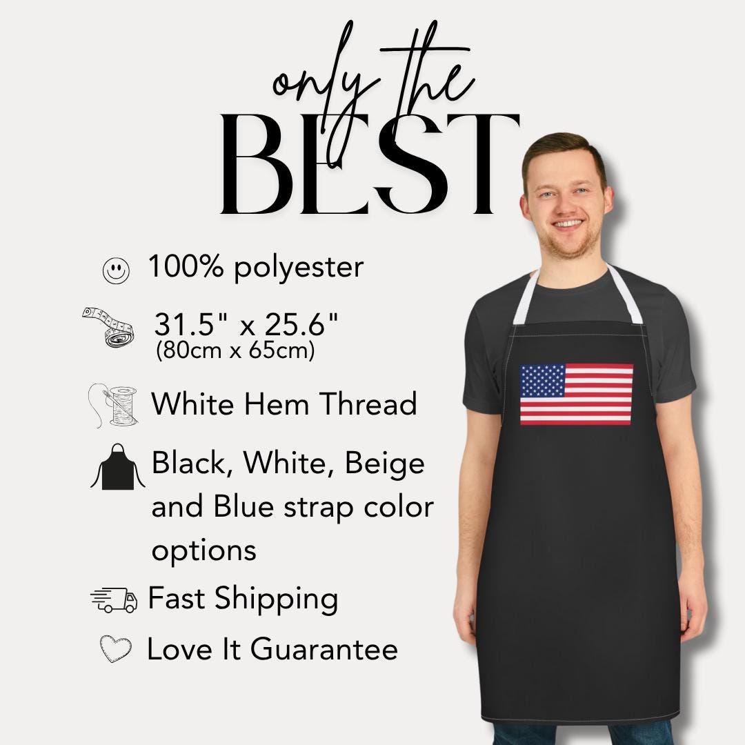 USA Flag Apron BBQ Grill Gift for Men 4th of July Chef Apron Patriotic Cooking Apron Chef Apron for Outdoor Grilling Father's Day Present