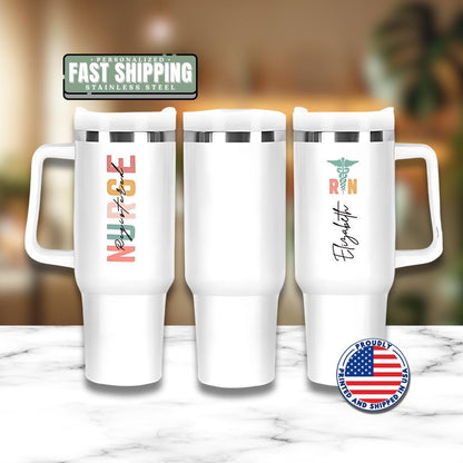 Personalized Nurse Tumbler Registered Nurse 40oz Tumbler with Handle Nurse Gift for Nurse Appreciation Gift for Registered Nurse Travel Mug
