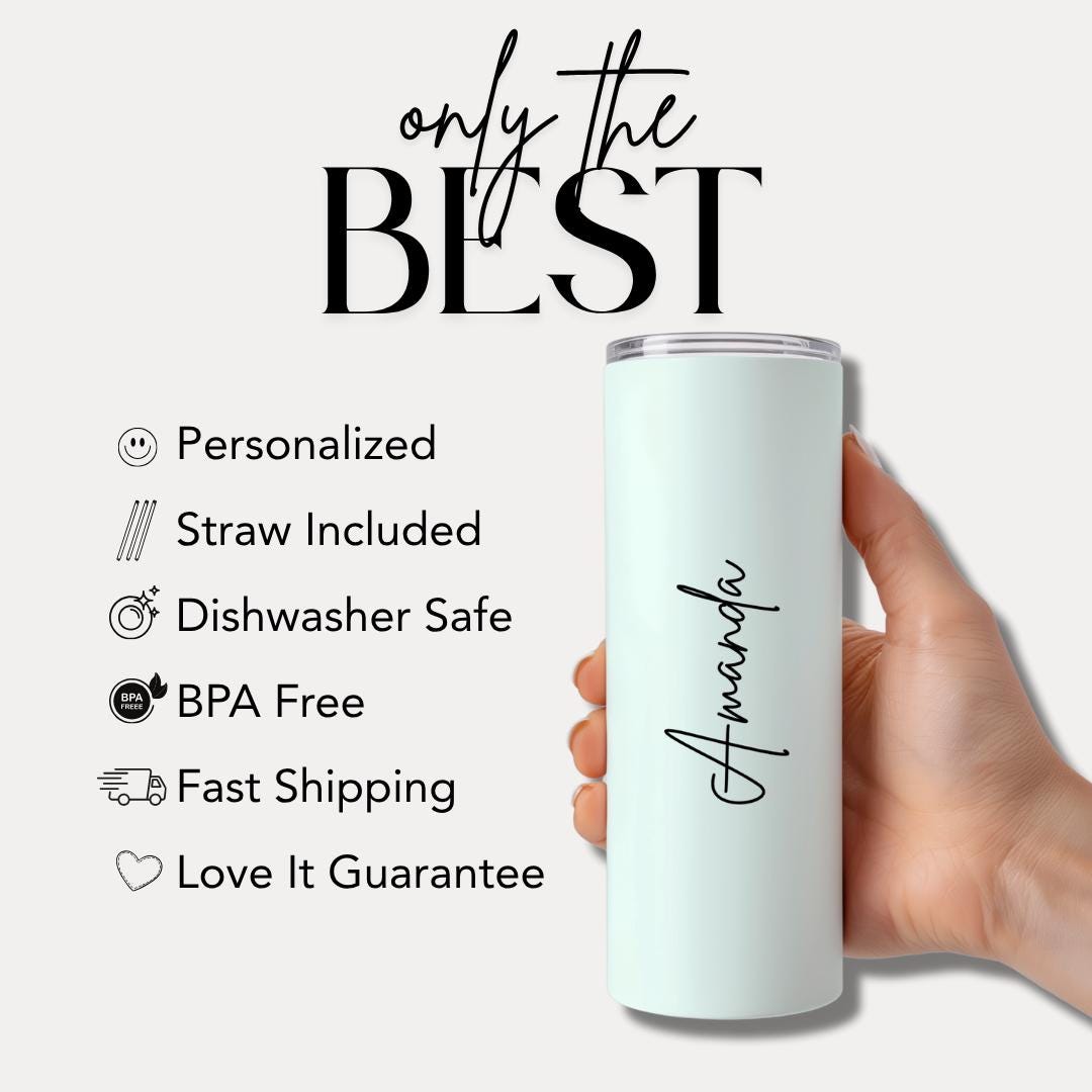 Personalized Registered Nurse 20 oz Skinny Tumbler with Straw Custom Name Cup for Nurse Cute Nurse Appreciation Gift Nurse Coffee Travel Mug