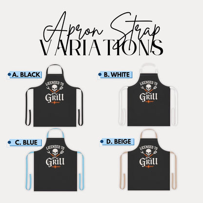 Licensed to Grill Funny BBQ Apron for Men Grill Master Apron for Dad, Husband, Grandpa Father's Day Gift Idea Gift for Dad or Husband