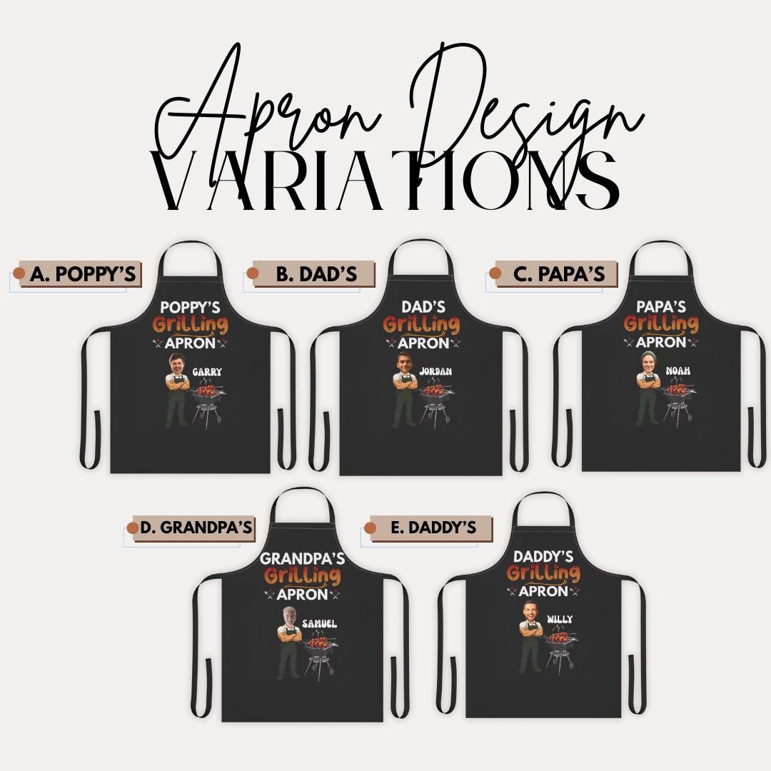 Grilling Apron for BBQ Lovers Custom Grilling Apron for Dad, Grandpa, Poppy, Papa, or Daddy Gift for Him Father's Day, Birthday, Christmas