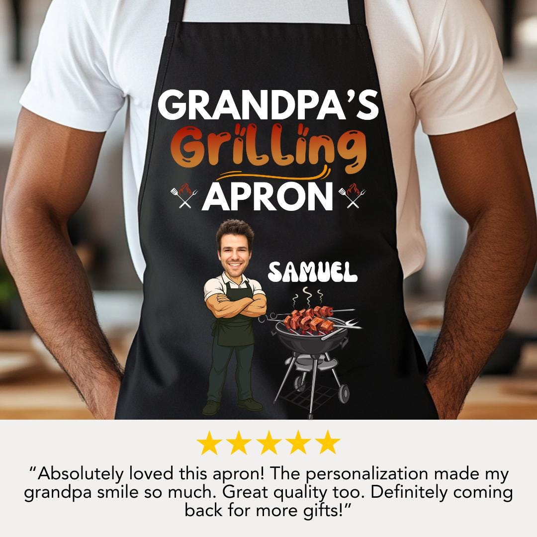 Grilling Apron for BBQ Lovers Custom Grilling Apron for Dad, Grandpa, Poppy, Papa, or Daddy Gift for Him Father's Day, Birthday, Christmas