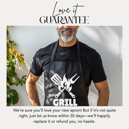 Personalized Grill Apron for Dad and Grandpa Chef Gift BBQ Accessories Cooking Apron Funny Kitchen Apron Gift for Dad and Grandpa