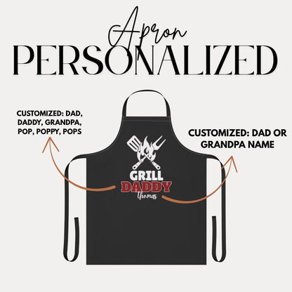 Personalized Grill Apron for Dad and Grandpa Chef Gift BBQ Accessories Cooking Apron Funny Kitchen Apron Gift for Dad and Grandpa