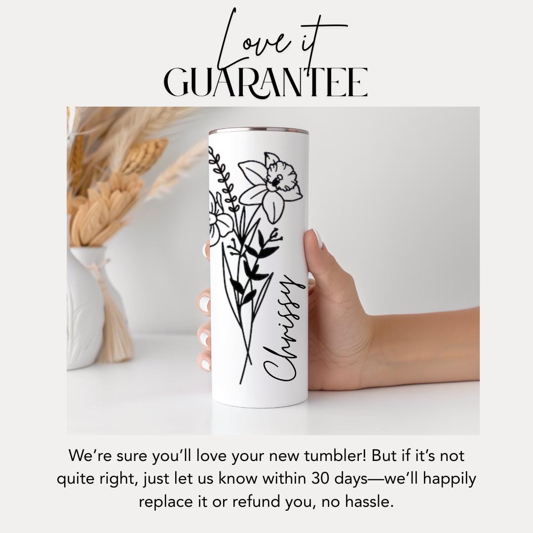 Personalized 20oz Birth Flower Tumbler Bridesmaid Tumbler with Straw Bride Tumbler Bridesmaid Proposal Gift Birthflower Gifs Bride Gift Idea