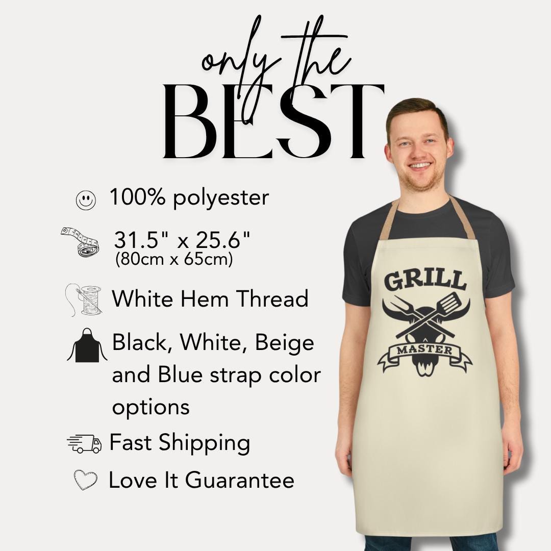 Grill Master Apron BBQ Gift for Men Apron Gift for Dad Husband Boyfriend Fathers Day Gift for Him Birthday Cookout Chef Grill Gift for Him