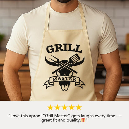 Grill Master Apron BBQ Gift for Men Apron Gift for Dad Husband Boyfriend Fathers Day Gift for Him Birthday Cookout Chef Grill Gift for Him