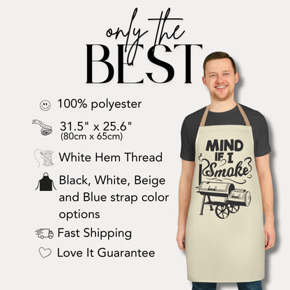 Funny BBQ Apron Mind If I Smoke Apron Grill Apron for Him BBQ Gift for Him Perfect Father's Day Apron for Chef Pitmaster or Smoker King