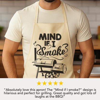 Funny BBQ Apron Mind If I Smoke Apron Grill Apron for Him BBQ Gift for Him Perfect Father's Day Apron for Chef Pitmaster or Smoker King