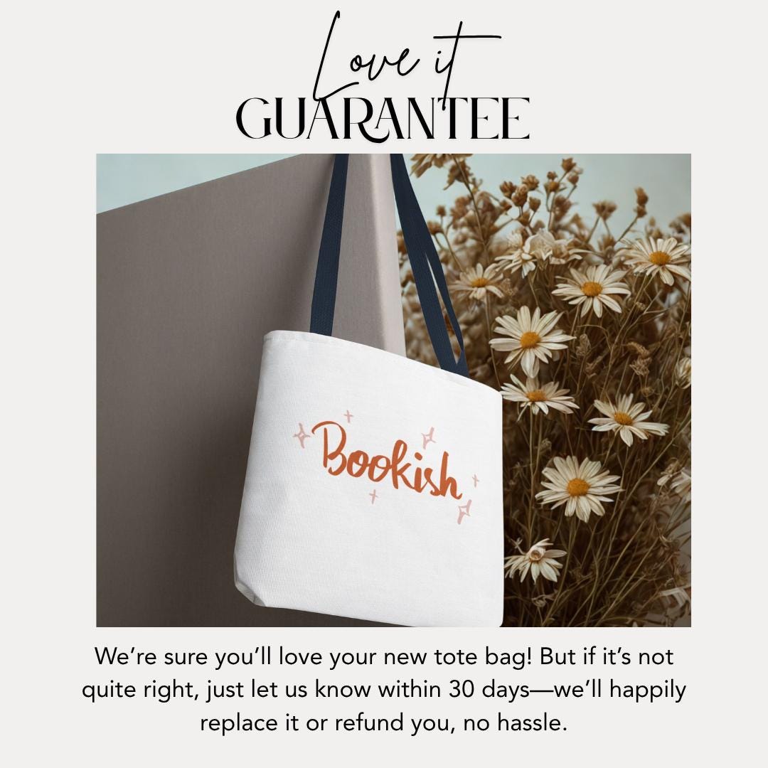 Bookish Tote Bag 18"x18" Aesthetic Reading Tote for Book Lovers Everyday Carry Book Bag Book Club Bag Bookworm Gift Everyday Tote Bag