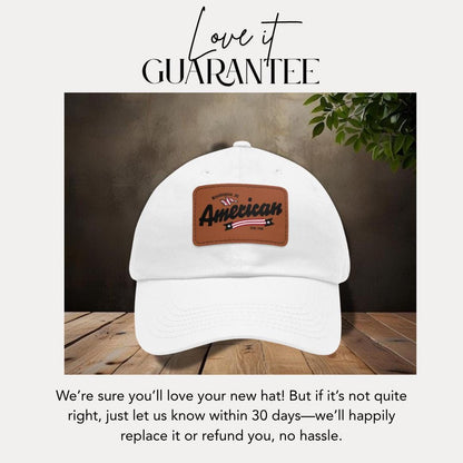 Personalized American Dad Hat with Leather Patch Patriotic Gift for Him, Husband, Boyfriend American Hat Patriotic Dad Cap Veteran Gift Idea