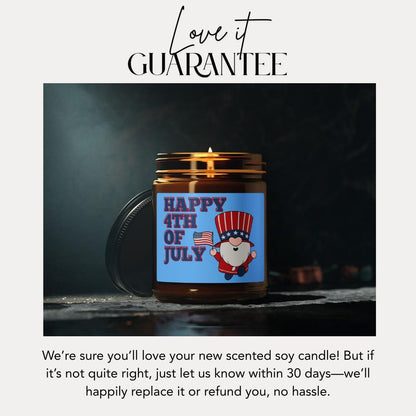 4th of July Scented Soy Candle with Gnome, Patriotic Decor
