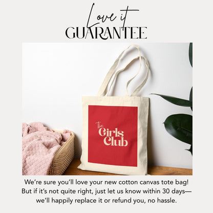 The Girls Club Cotton Canvas Tote Bag for Besties, Bridesmaids, Girl Gang Fun Feminist Gift Idea for Her Bridesmaid Gifts Idea BFF Gift Bag