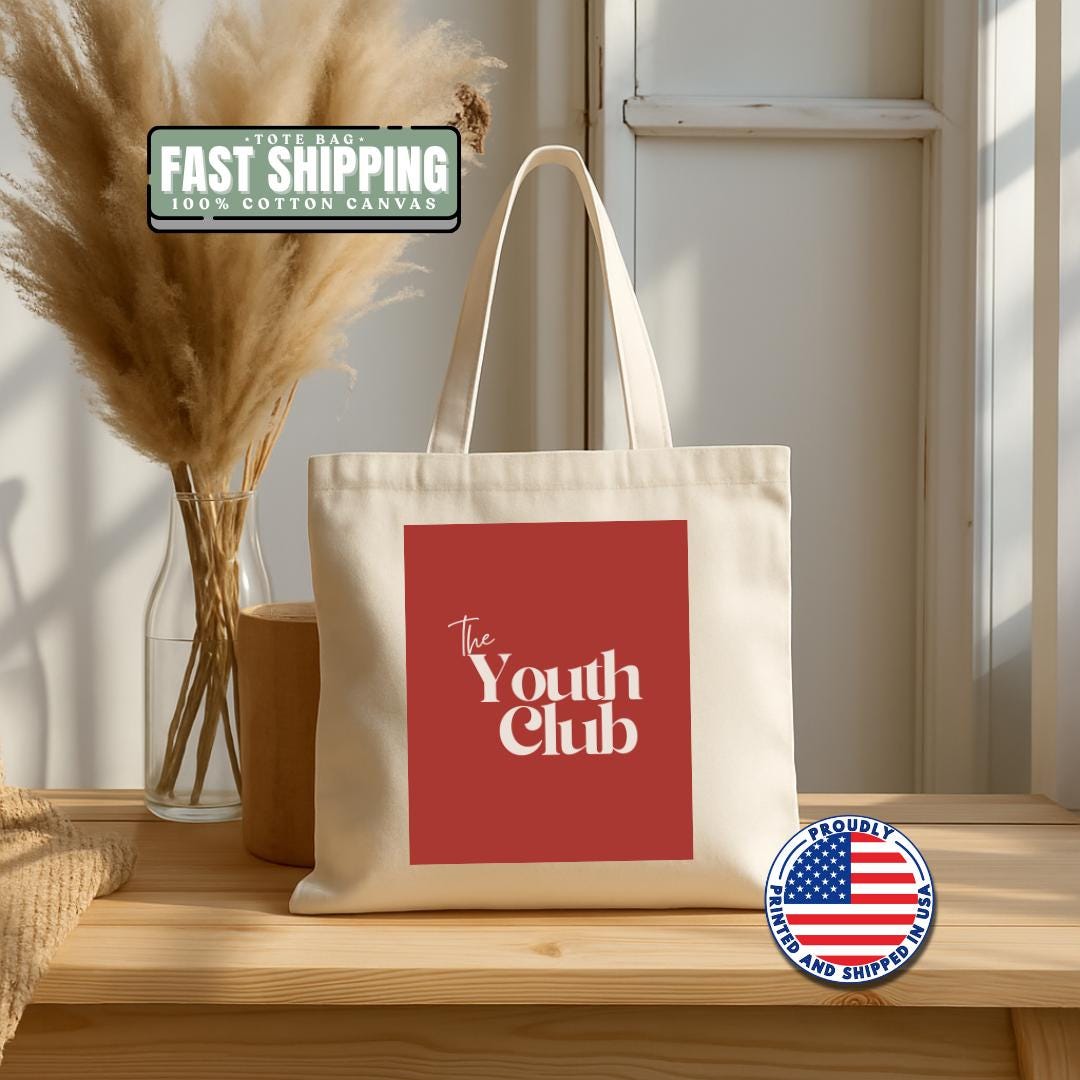 The Youth Club Cotton Canvas Tote Bag for Books, School, Shopping, Everyday Use Gift for Best Friends or Classmates Trendy Teen Gift Idea