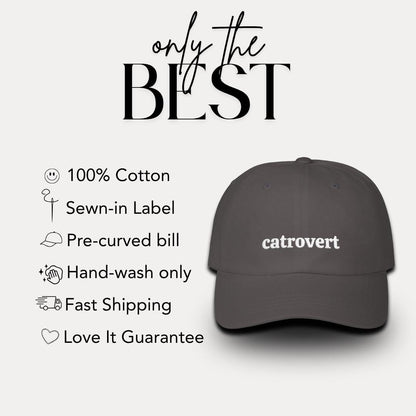 Classic Dad Cap Embroidered Catrovert Design Cap for Introverts Kitty Fans Everyday Hat for Cat Moms & Dads Great Gift for Cat Lover Owners