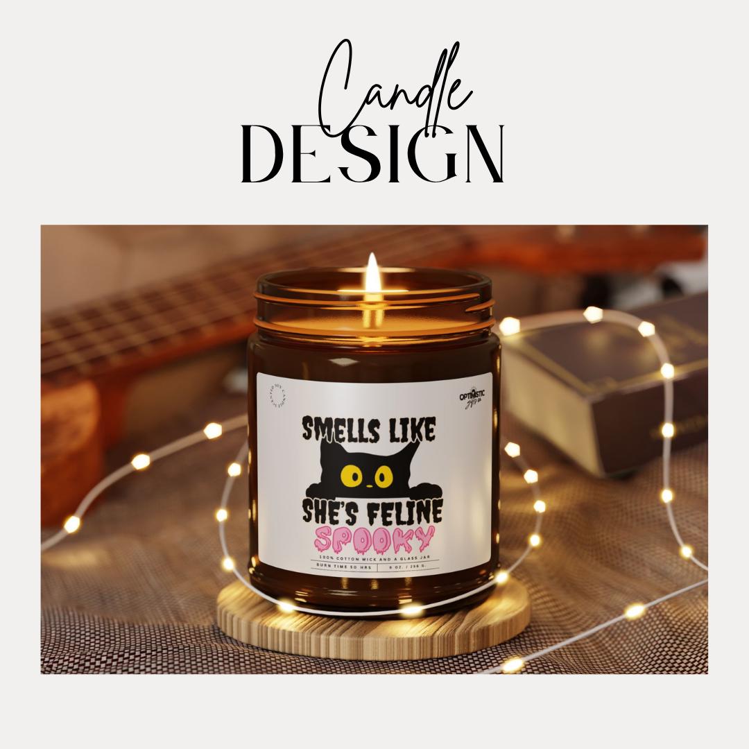 Smells Like She's Feline Spooky Soy Scented Candle Halloween Decor Home Gift Witchy Black Cat Cute Fall Decor Gift for Halloween Cat Lovers