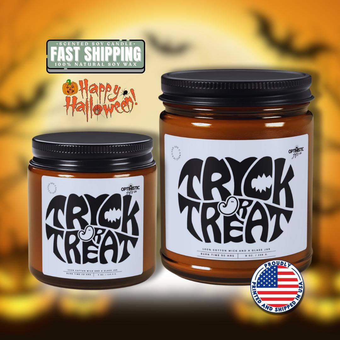 Trick or Treat Halloween Scented Soy Candle Spooky Cozy Vibes for Fall Nights Spooky Season Gift Fall Aromatherapy Candle Gift for Halloween