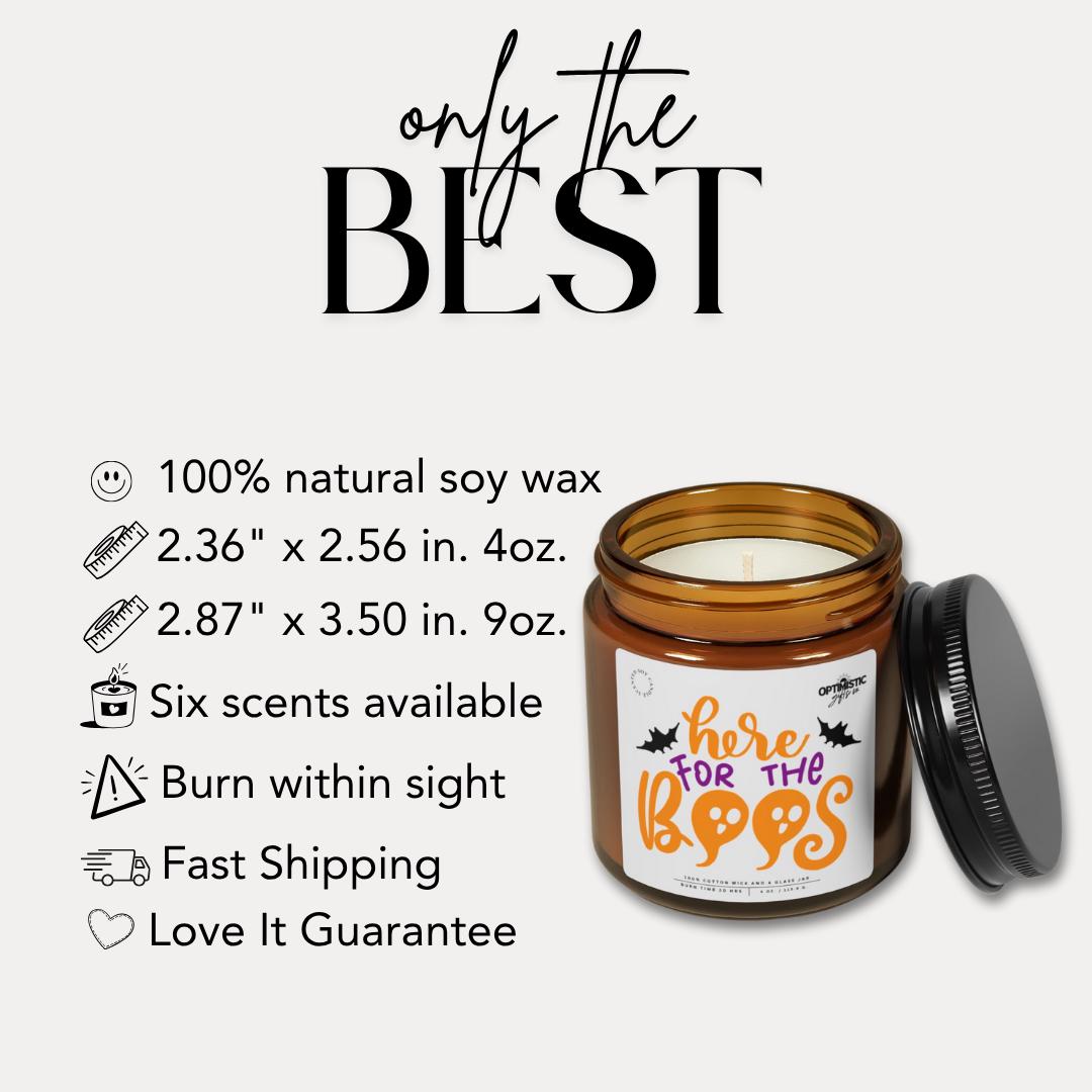 Here for the Boos Halloween Scented Soy Candle Spooky Ghost Candle Fall Decor Cute Gift for Her Trick or Treat Vibes Gift for Halloween