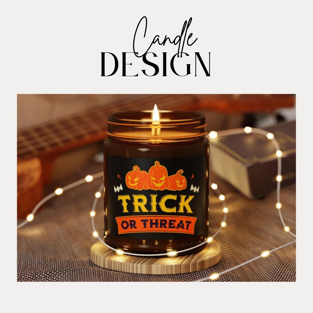 Halloween Scented Soy Candle Trick or Treat Amber Jar Fall Vibes and Seasonal Gifts Handmade Autumn Home Décor Spooky Pumpkin Fall Candle