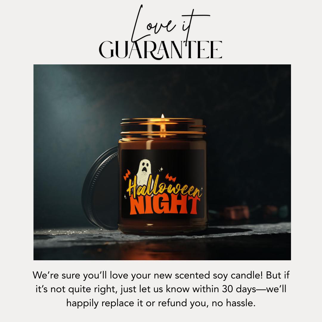 Spooky Halloween Night Scented Soy Candle Cozy Autumn Home Decor Aromatherapy Gift Fall Decor Candle for Halloween Cozy Atmosphere Amber Jar