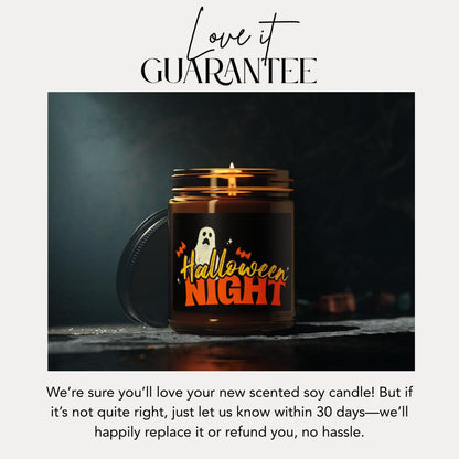 Spooky Halloween Night Scented Soy Candle Cozy Autumn Home Decor Aromatherapy Gift Fall Decor Candle for Halloween Cozy Atmosphere Amber Jar