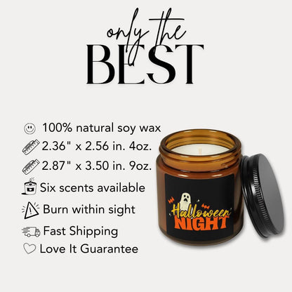 Spooky Halloween Night Scented Soy Candle Cozy Autumn Home Decor Aromatherapy Gift Fall Decor Candle for Halloween Cozy Atmosphere Amber Jar