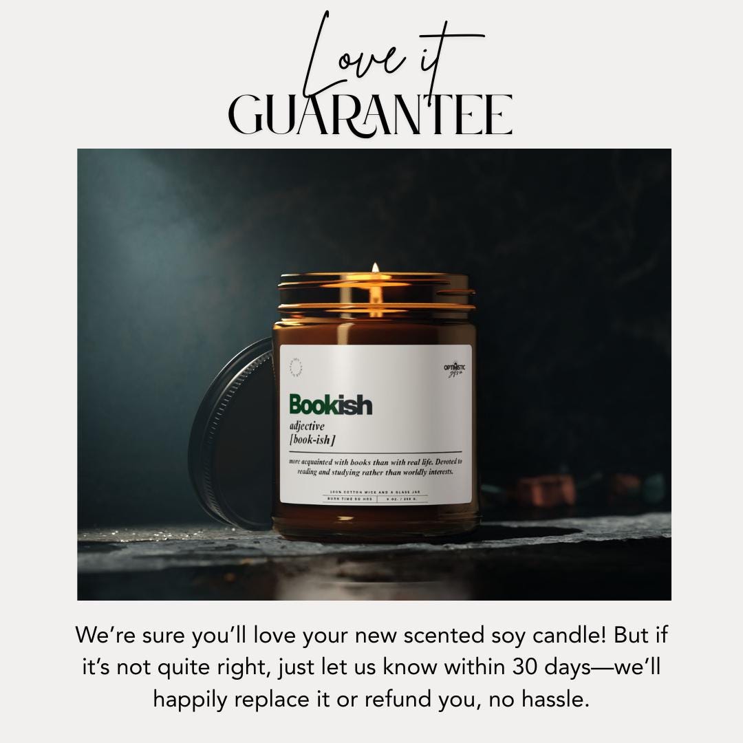 Bookish Scented Soy Candle, Gift for Book Lovers