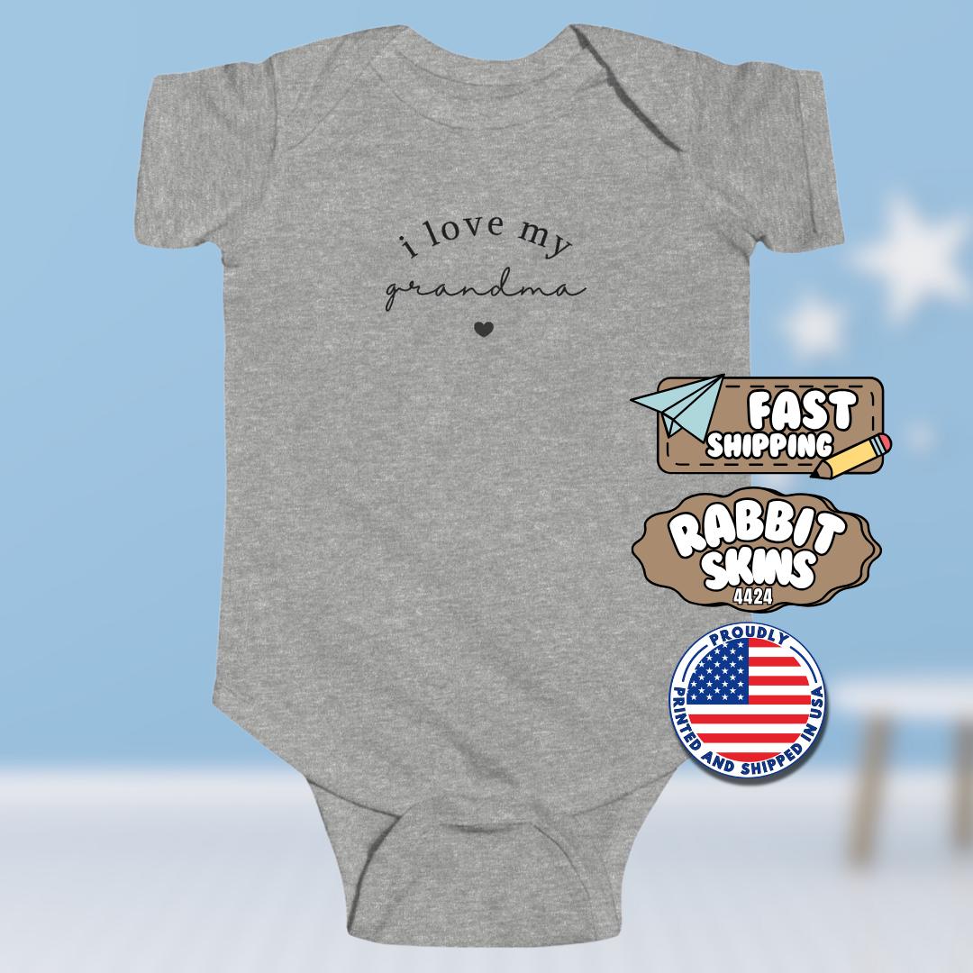 I Love My Grandma Infant Fine Jersey Bodysuit Sweet Infant Onesie for Baby Girl or Boy Grandma Gift Idea Grandmother Present Grandbaby Gift
