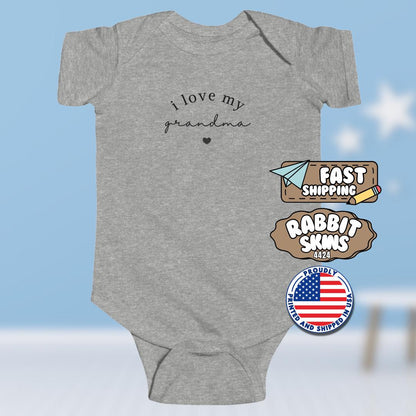 I Love My Grandma Infant Fine Jersey Bodysuit Sweet Infant Onesie for Baby Girl or Boy Grandma Gift Idea Grandmother Present Grandbaby Gift
